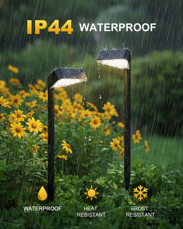 Detalle de Airoieak 4-Pack Solar Path Lights (15 LEDs) for Outdoor Garden, IP44 Waterproof