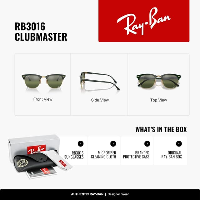 Detalle 2 de Ray-Ban RB3016 Clubmaster square sunglasses