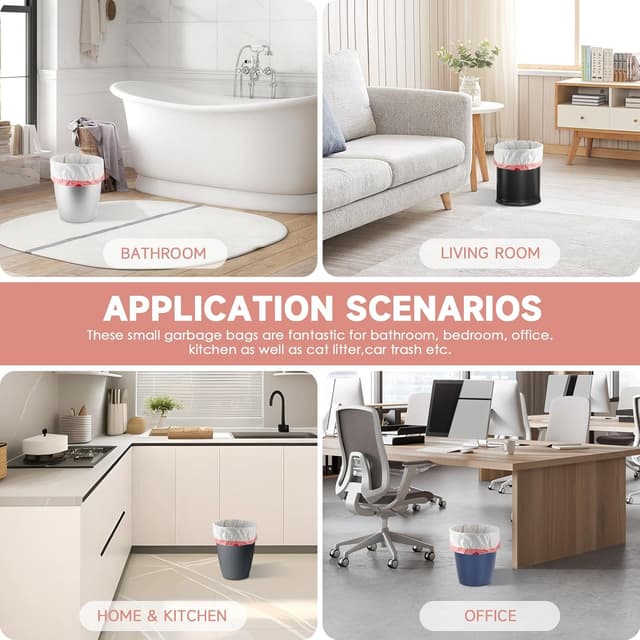 Thumbnail 6 de 2 Gallon Small Trash-Bags with Drawstring for Bathroom, White Mini Garbage Bags (60 Count, Unscented)