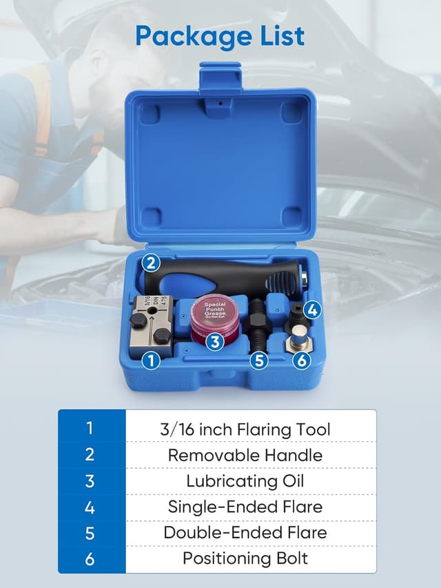 Detalle 2 de Wvoillty Doppel-Bördelwerkzeug für DIN-Bremsleitungen (3/16") – Reparatursatz für Kupfer-, Nickel- und Stahlrohre