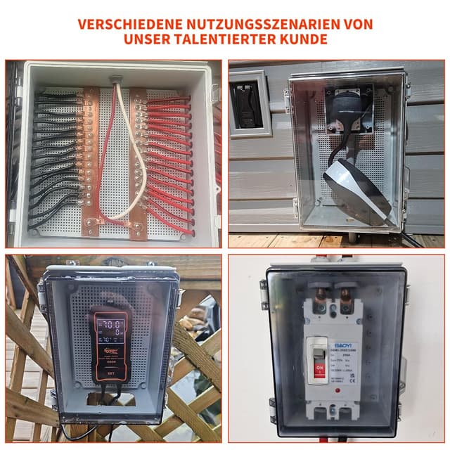 Detalle de Wasserdichte Anschlussdose IP65 Aufputz-Verteilerkasten mit ABS-Gehäuse, transparentem Deckel und Schloss (230 × 165 × 120 mm)