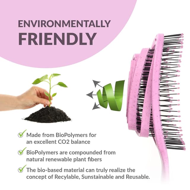 Detalle de marQus Bio Haarbürste ohne Ziepen (Blush Pink) – Entwirrbürste mit Doppelspiralfeder