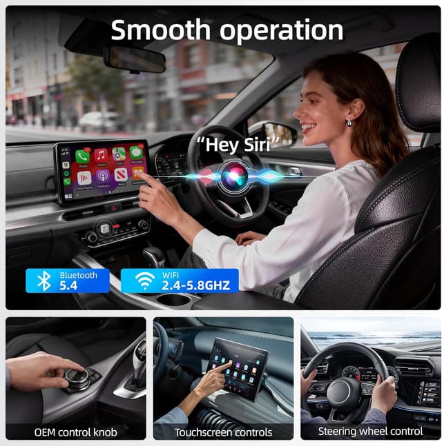 Detalle de Wireless Apple CarPlay Adapter (5.8G, Quad-Core, Plug & Play) — No-Lag CarPlay Receiver