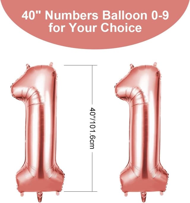 Thumbnail 1 de OFFCUP Zahlen Luftballon 11 Roségold 101 cm