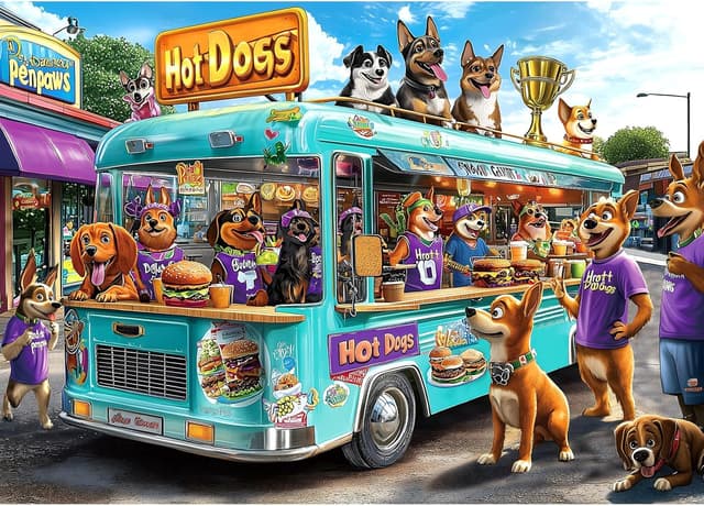 Detalle de Blueforest 1000-piece Cartoon Dogs Puzzle 🧩