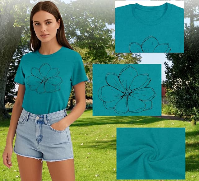 Detalle 2 de Qskall women’s floral tee 60% polyester