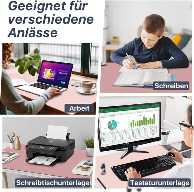 Thumbnail 6 de Sevenpers Schreibtischunterlage Kinder doppelseitig wasserdicht & rutschfest, PU-Leder Mauspad 60 x 40 cm (Lila/Rosa)