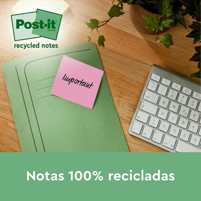 Detalle 2 de Post-it Super Sticky Notas Recicladas 12 blocs 70 hojas
