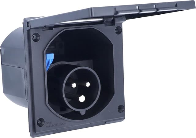 Detalle de as - Schwabe Camping CEE-Caravan-Einspeisungsstecker 230 V / 16 A (3-polig) mit Klappdeckel – IP44, Schwarz, I 61493
