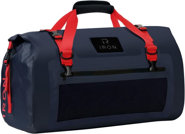 Detalle de IRON JIA’S Borsa moto impermeabile da sella posteriore da viaggio 30L in PVC 500D, chiusura arrotolata e design riflettente