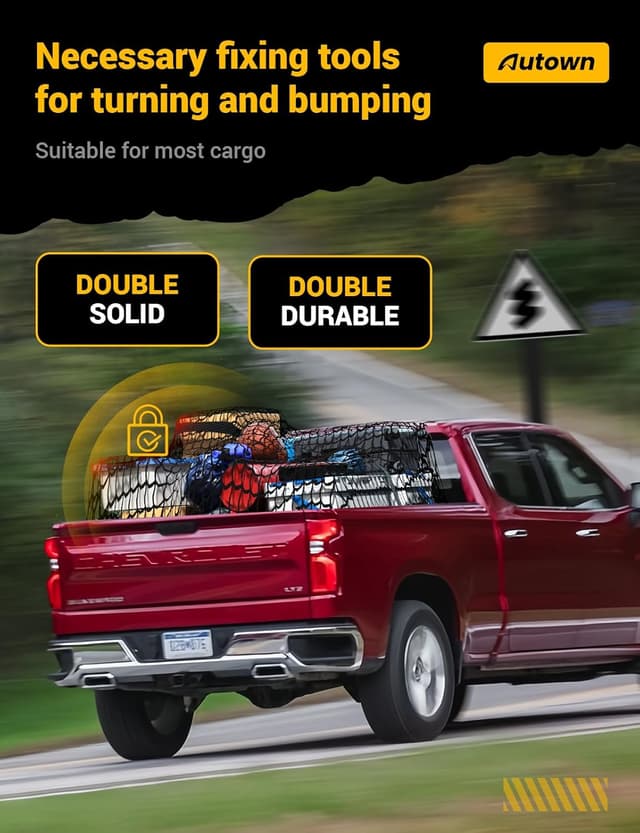 Detalle de AUTOWN Cargo Net for Truck Bed, 1-inch mesh
