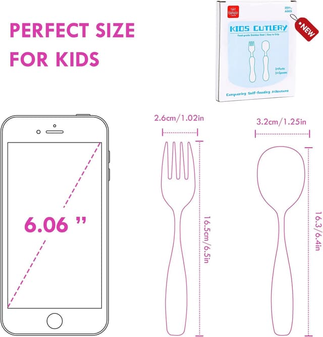 Detalle 2 de Lehoo Castle toddler fork and spoon set (6 pcs) – stainless steel unicorn cutlery for ages 2–4
