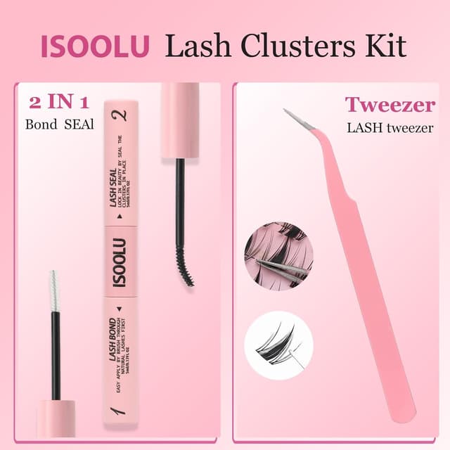 Detalle 2 de ISOOLU Lash Clusters DIY Eyelash Extension Kit with Bond & Seal (Wispy WideSpan Clusters)