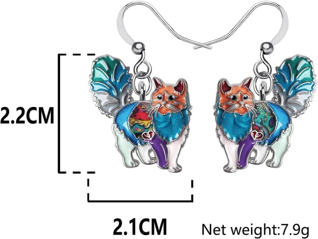 Detalle 2 de Boucles d’oreilles chat chaton en alliage et émail (sans nickel) – petit pendentif pour femmes et filles