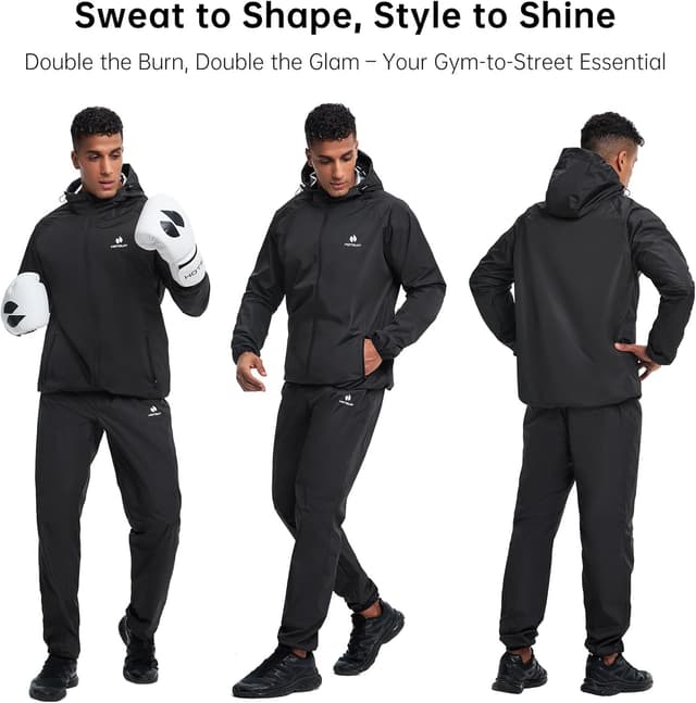 Detalle 2 de HOTSUIT Sauna Suit for Men (Silver-Heat) Windproof Waterproof Sweat Jacket & Pants