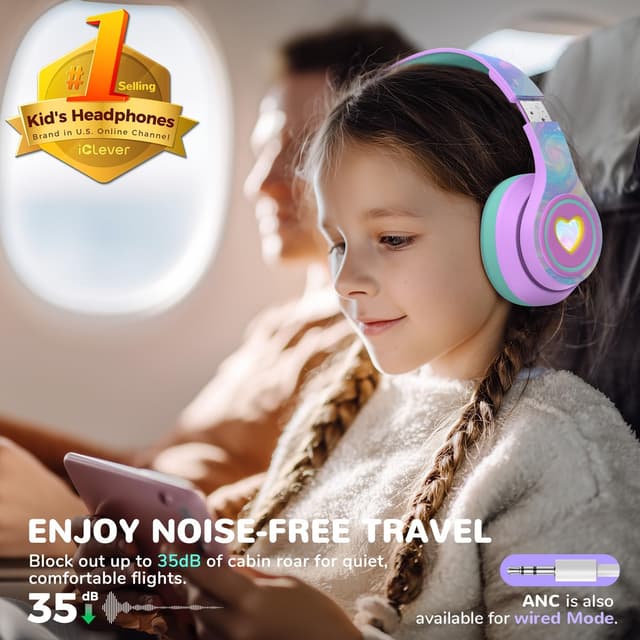 Detalle 2 de iClever Noise Cancelling Bluetooth Kopfhörer Kinder 47 Stunden