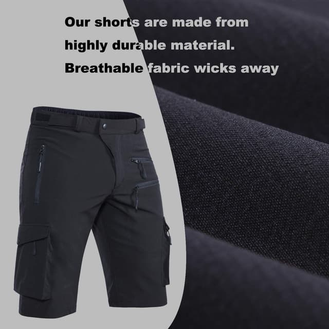 Detalle de Hiauspor Herren Shorts – leichte, schnell trocknende Cargo-Bermuda mit 5 Taschen