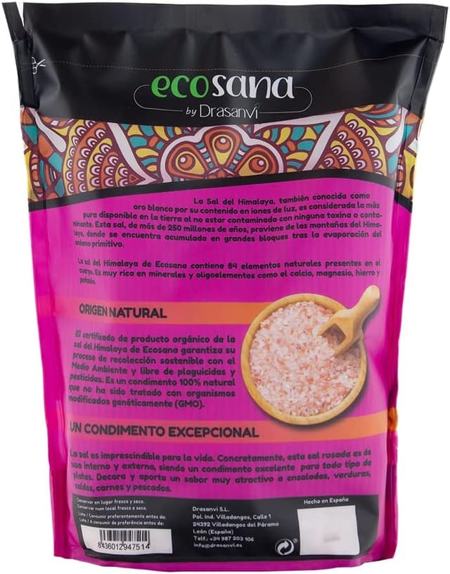 Detalle 2 de ECOSANA Sal Rosa del Himalaya Gruesa 1 kg