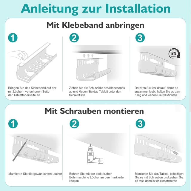 Thumbnail 6 de 2TLG Kabelkanal 43 cm Schreibtisch 🔌