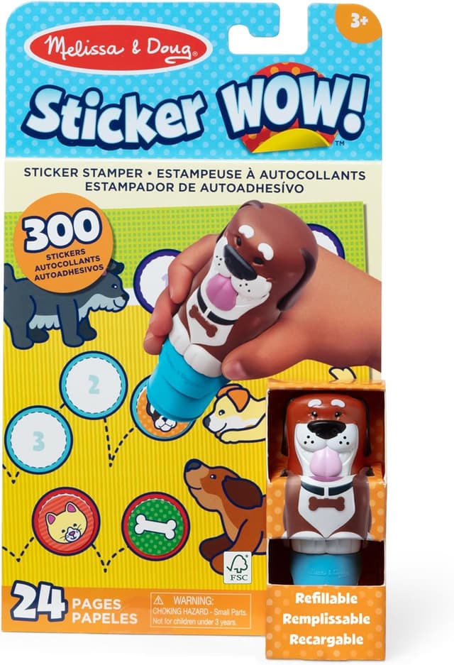 Detalle de Melissa & Doug Sticker WOW : tamponneuse chien + bloc d’activités (300 autocollants) – livre de stickers