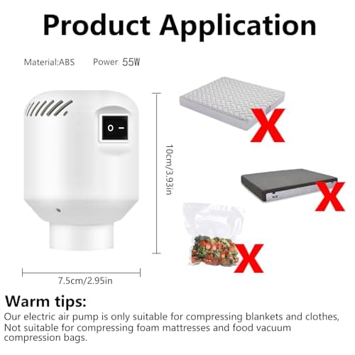 Thumbnail 5 de CKCLR Bomba de aire eléctrica, Bomba de vacío potente de 220V 55W para bolsa de compresión de vacío, Mini sellador al vacio, Herramienta de extracción de aire 460L/Min (1 Unit)