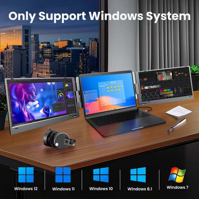 Detalle 2 de KPKUE X90E 15.6" Laptop Screen Extender Monitor (Dual Portable, 1080P FHD IPS) for Windows