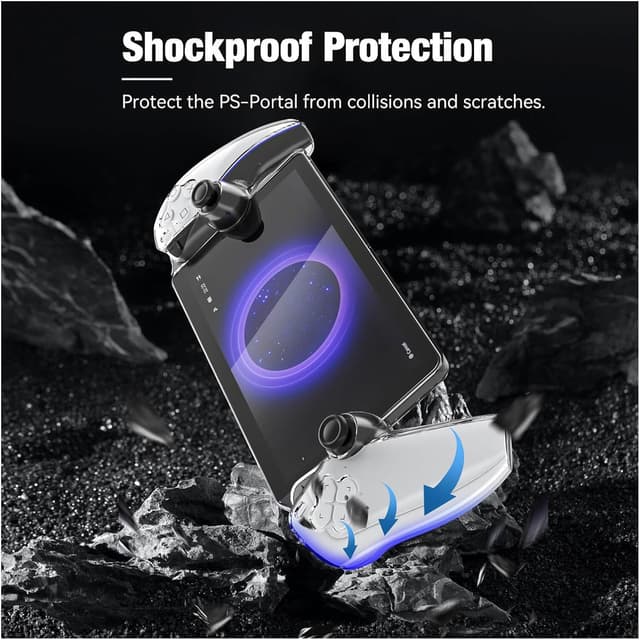 Detalle de HEATFUN PlayStation Portal Remote Player Clear Hard Case (1 Pack) – shockproof protective cover