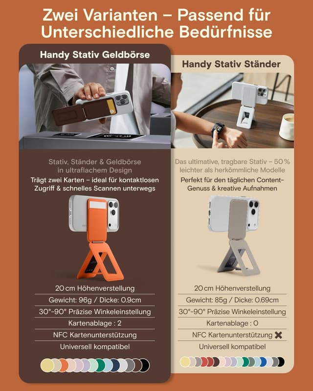 Detalle 2 de MOFT Handy-Stativ für Smartphone (3-in-1) aus veganem MOVAS Leder, ultradünn & tragbar, mit MagSafe-Option