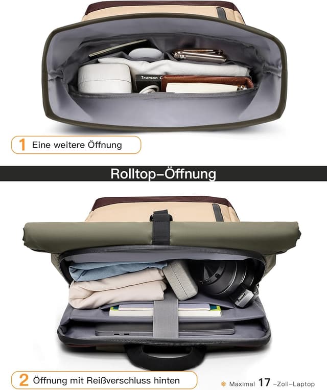 Thumbnail 2 de Inateck RollTop Rucksack 25–30L für Uni & Alltag