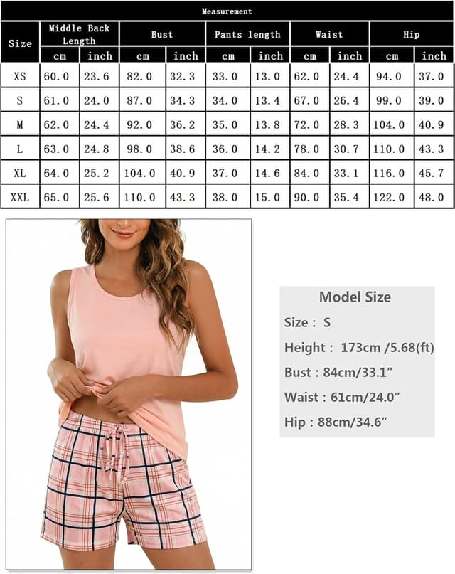 Detalle de Ensemble de pyjama femme Bresdk, été en coton (95% coton/5% élasthanne) avec short et haut sans manches