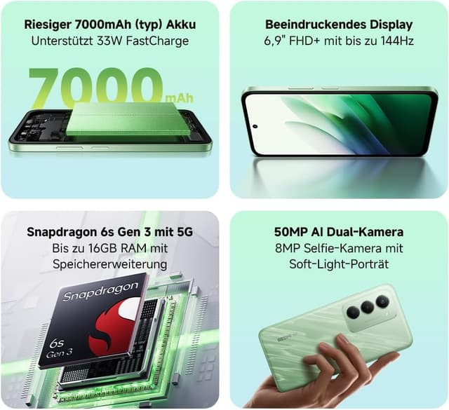 Detalle 2 de Xiaomi Redmi 15 5G (8+256 GB) – 6,9" FHD+ DotDisplay mit 144 Hz, Snapdragon 6s Gen 3 und 50 MP Kamera