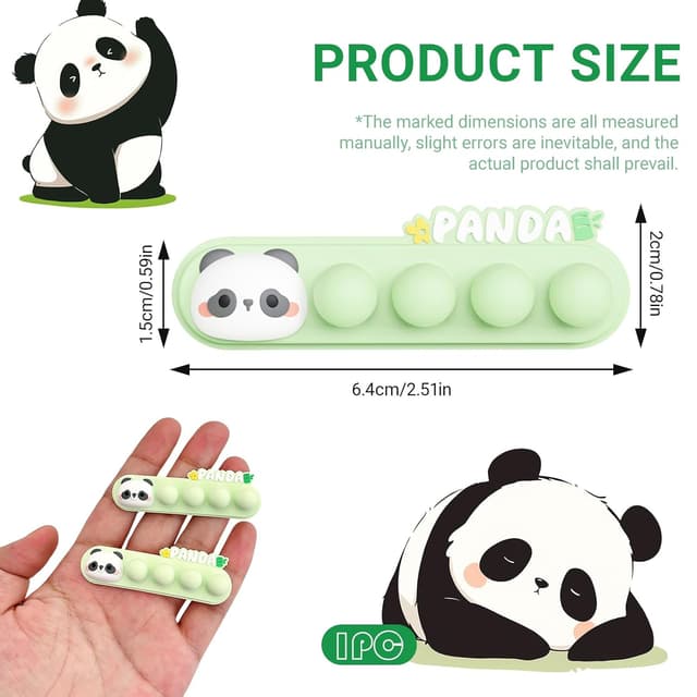 Detalle 2 de FinalCool Selbstklebende Tier-Kabelhalter (Silikon/PVC) für Kabelmanagement am Schreibtisch & Nachttisch – Organizer „Panda“