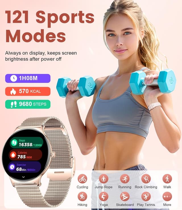 Thumbnail 3 de Women's Smart Watch for Android iOS with Bluetooth Phone Calls 1.43" AMOLED