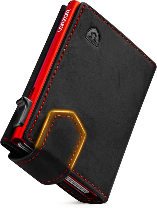 Detalle de LORZOR portafoglio uomo slim RFID 10 carte