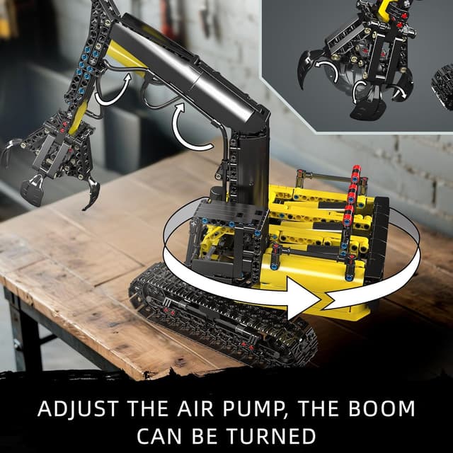 Detalle de Mould King 17077 Technik Pelle chenillée avec pince hydraulique en bois (version statique)