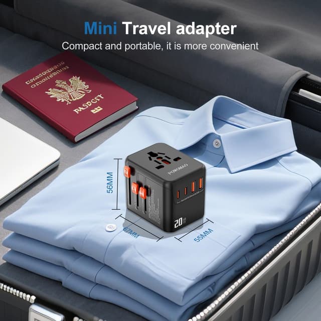 Thumbnail 5 de POWOMAO Universal Travel Adapter Worldwide with 2 USB C and 2 USB A Ports,Travel Plug UK to World with Dual 10A Fuses,20W All In One International Travel Adapter for EU USA UK AU Thailand,Japan,Asia
POWOMAO Universal Travel Adapter Worldwide with 2…