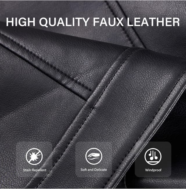 Detalle de Bellivera Women’s Faux Leather Casual Jacket 2025: Lightweight Waterproof & Windproof Motorcycle Coat