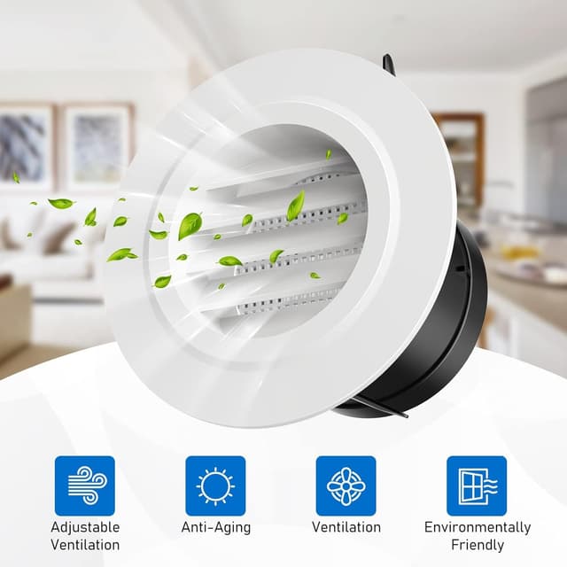 Detalle de Hon&Guan griglia di ventilazione rotonda in ABS Ø 100 mm, 2 pezzi, con protezione insetti