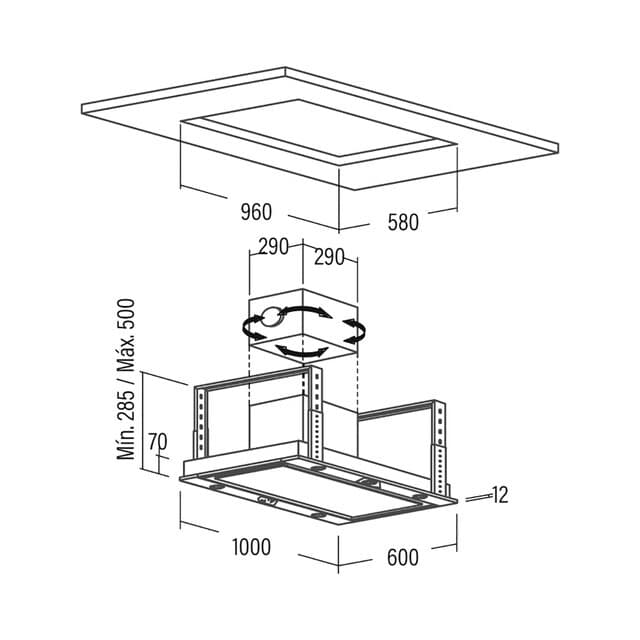 Detalle 2 de Cata 1000 GWH campana extracción 850 m3/h