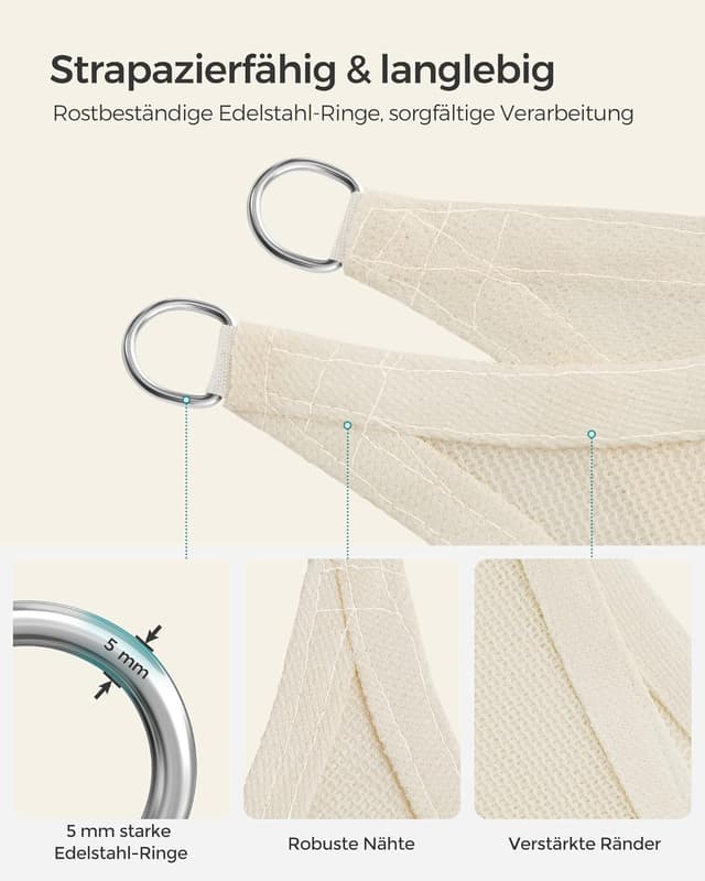 Detalle 2 de SONGMICS Sonnensegel 3 x 4 m für Schatten