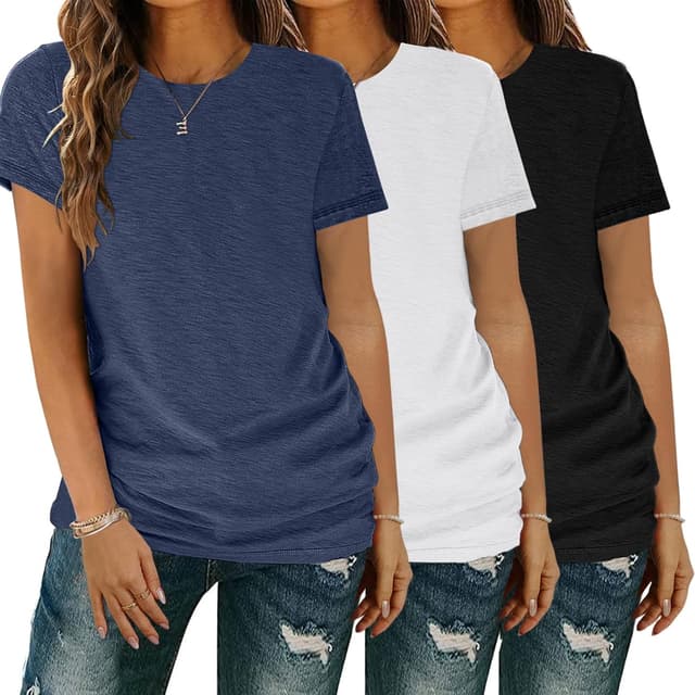 Thumbnail 6 de YGOODM Damen T-Shirt 3er Pack – Kurzarm Basic mit Rundhalsausschnitt für den Sommer