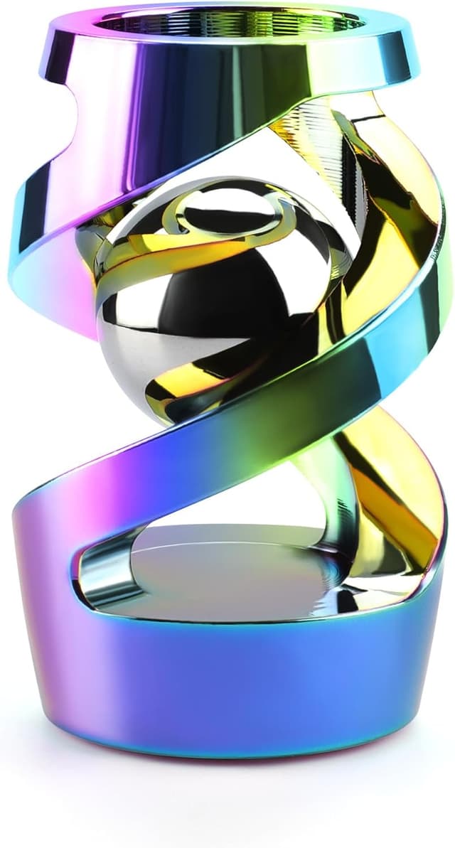 Detalle de DOLASEV Upgraded Kinetic Desk Toys (Rainbow) — Metal fidget spinning toy for stress and focus