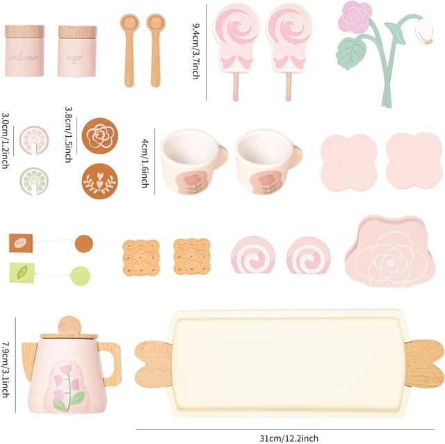 Thumbnail 3 de Smartwo 27PCS wooden tea set for toddlers 🍵