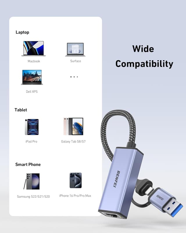 Thumbnail 6 de BENFEI USB 3.0 to Ethernet Adapter 1000Mbps 🖧