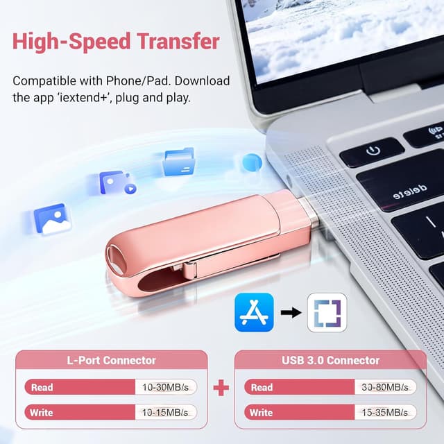 Detalle 2 de Clé USB 3.0 256 Go 3 en 1 Rose