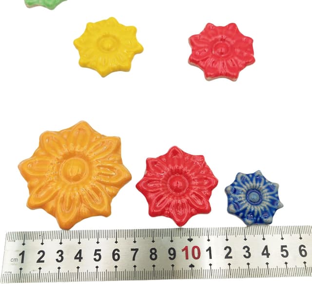 Detalle de Zufällige Keramik-Mosaikfliesen zum Basteln – 500 g in 3 Größen (Schwarz, Blume)