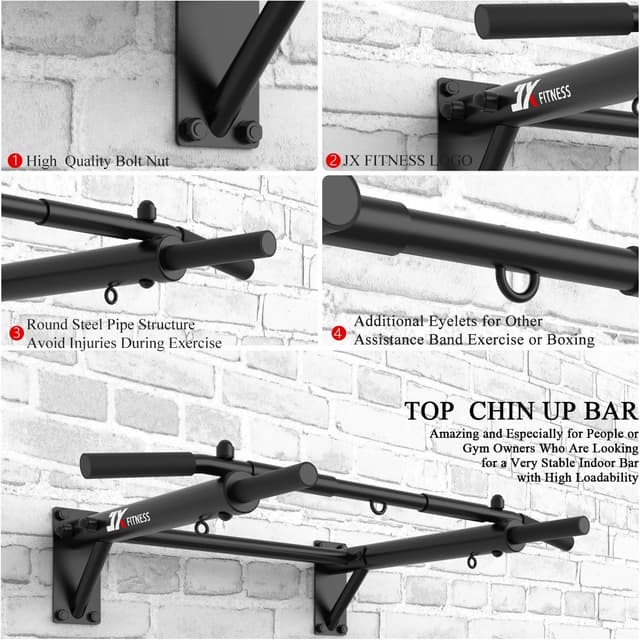 Thumbnail 4 de JX FITNESS Pull Up Bar wall-mounted 1‑piece for home gym 💪