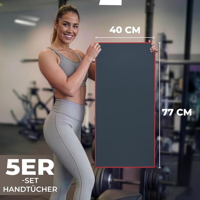 Detalle 2 de ZENACROSS ZENACROSS Sporthandtuch 5er-Set 40 x 77 cm