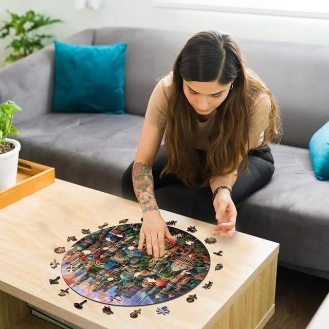 Detalle de Puzzle en bois Iconic Puzzles Enchanted Homes (Fantasy) – Taille M, 350 pièces