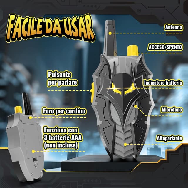 Detalle 2 de Walkie talkie bambini pipistrello 2000FT